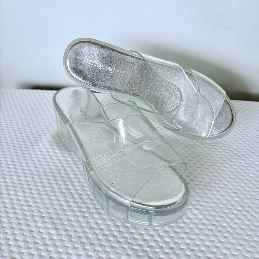 Jeffrey Campbell Silver Sandals Slip-On Minimalist Design